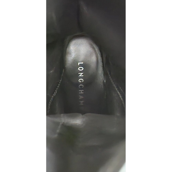 Longchamp -women’s Roseau Heeled boots Black suede leather Bamboo logo EU 38/7.5 - Picture 11 of 14